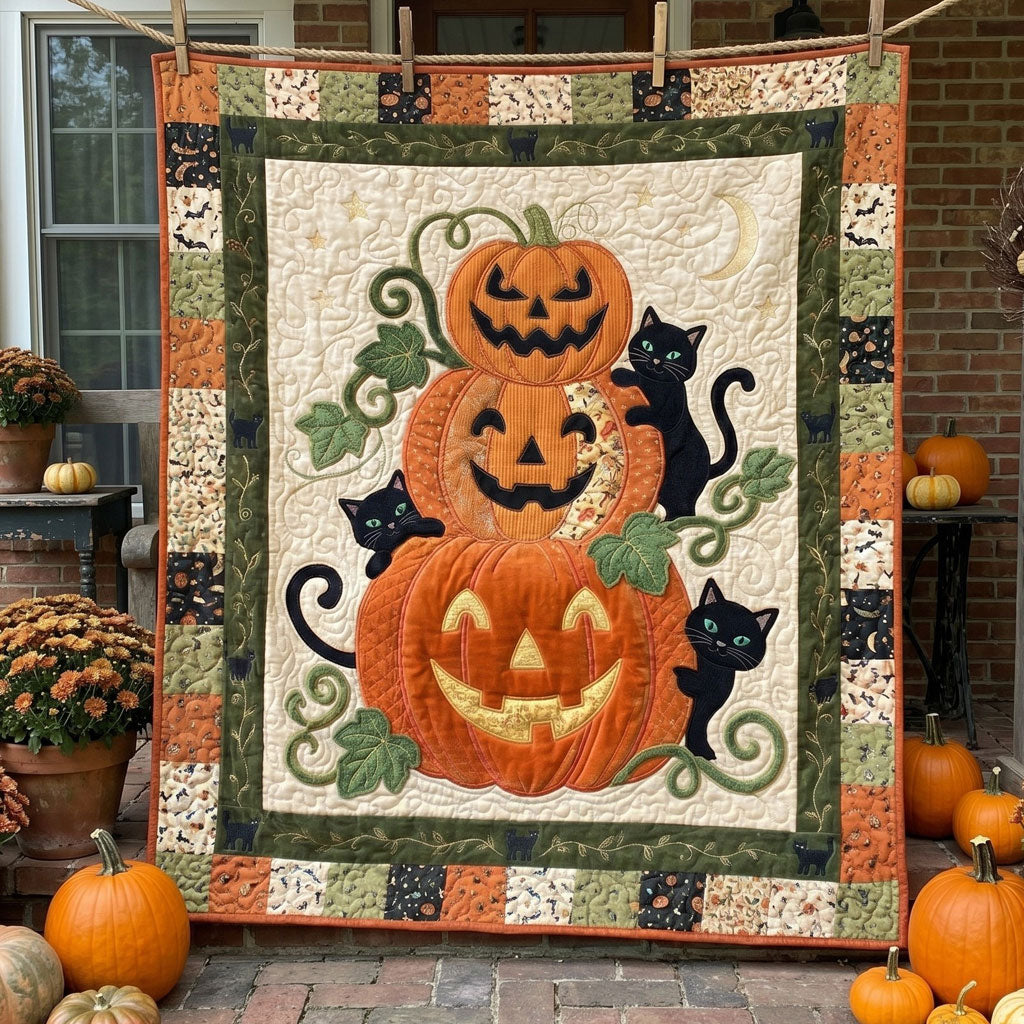 Spooky Pumpkin Cats Halloween WN1105030CL Quilt