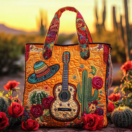 Desert Bloom Guitar WN2010015CL Quilted Tote Bag