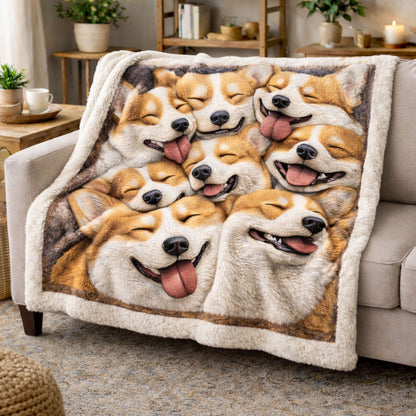 Cozy Corgi CW2801003CL Faux Fur Throw Blanket