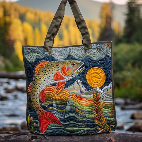 Rainbow Trout XR0411005CL Quilted Tote Bag
