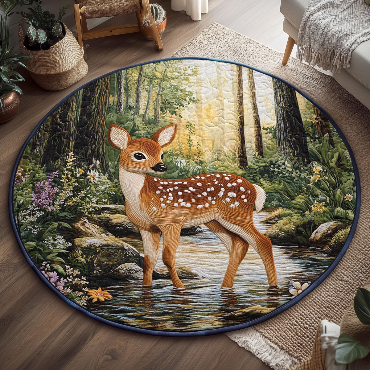 Lone Fawn WJ0107036CL Quilted Round Mat