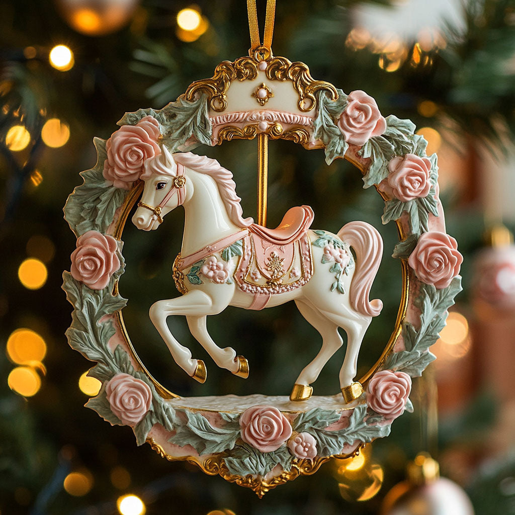 Rose Wreath Horse CW2611032CL Christmas Ornament