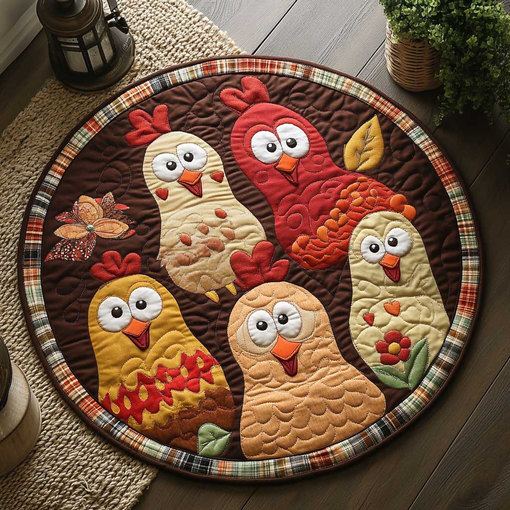 Funny Chicken Squad WN2103088CL Quilted Round Mat