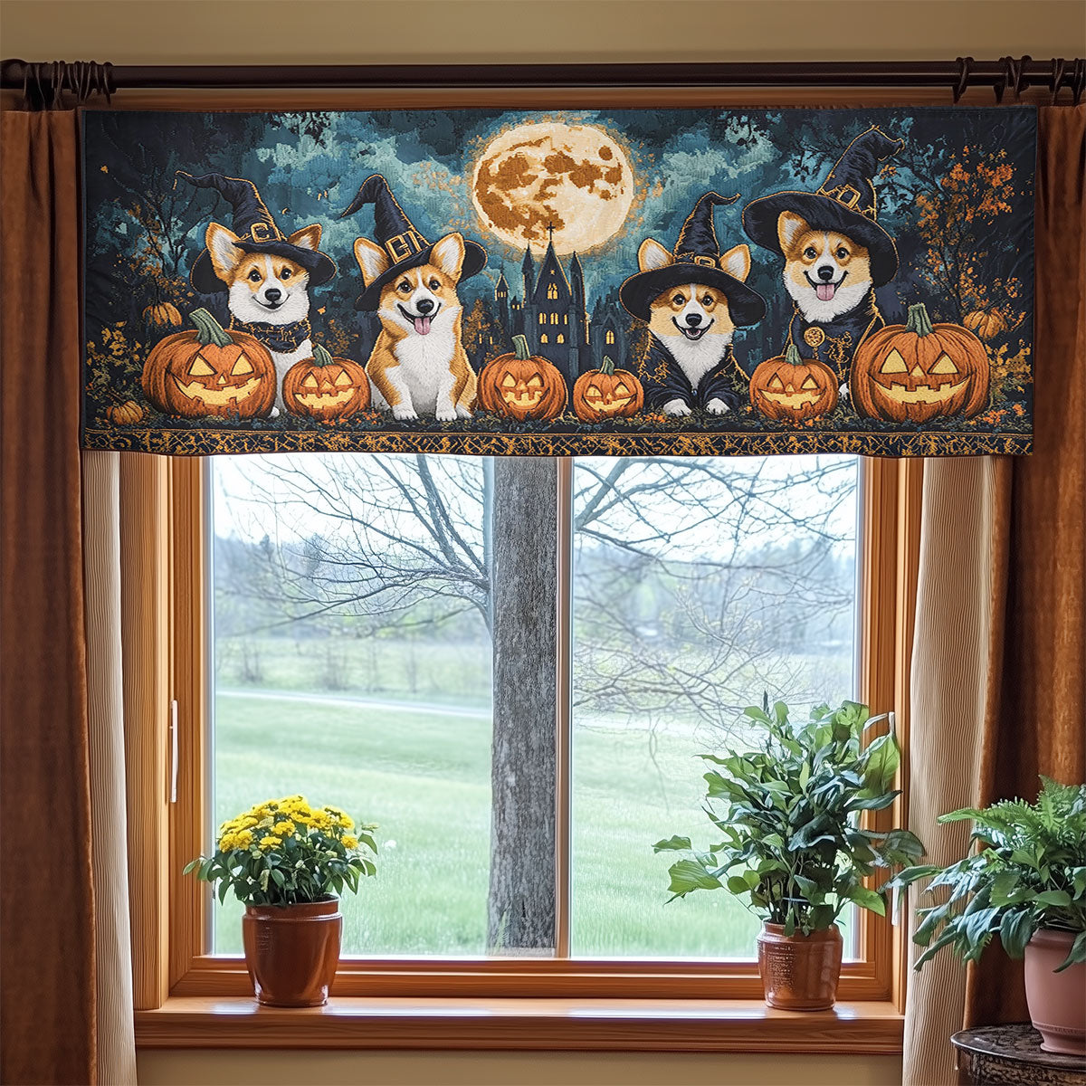 Witchy Corgi WN3107075CL Quilted Valance