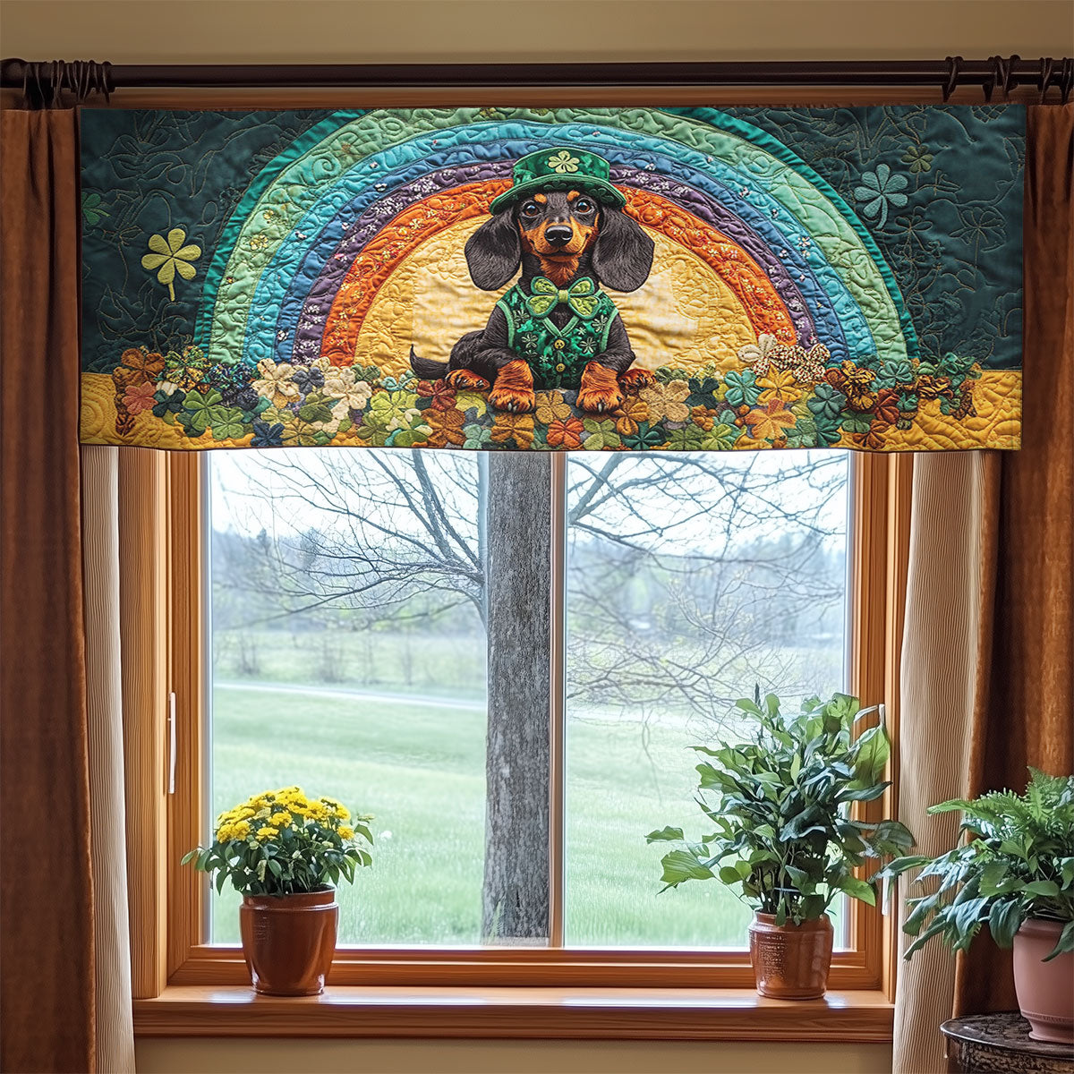 Dachshund Cloverland WN0907023CL Quilted Valance