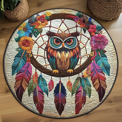 Dreamcatcher Native Owl WJ2805024CL Quilted Round Mat