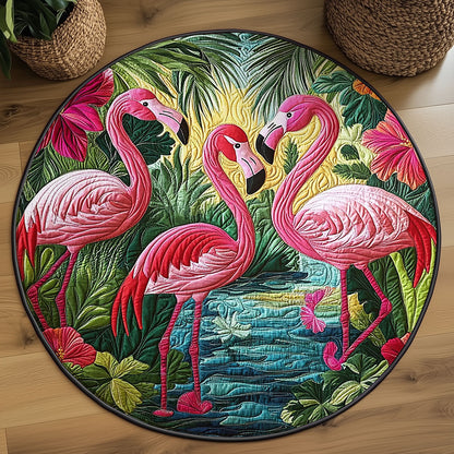 Tropical Flamingo WJ0804032CL Quilted Round Mat