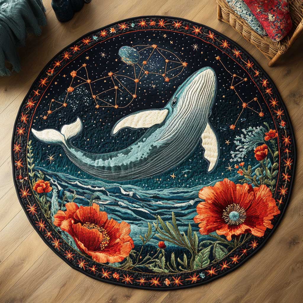 Floral Whale WN0805063CL Quilted Round Mat