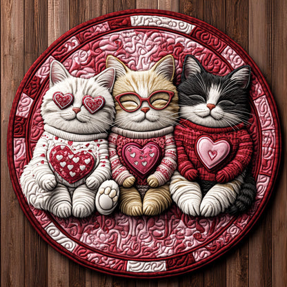 Purrfect Love KL1501037CL Quilted Round Mat