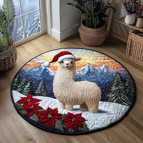 Chirstmas Llama QA2311005CL Quilted Round Mat