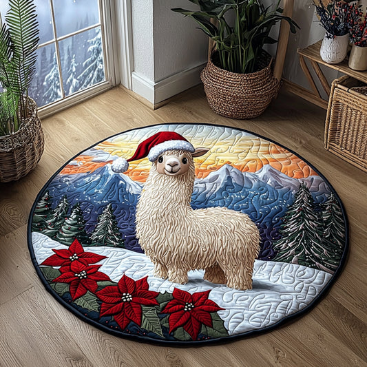 Chirstmas Llama QA2311005CL Quilted Round Mat