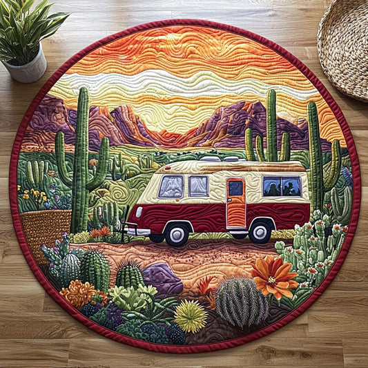 Camping In Desert QA1312008CL Quilted Round Mat