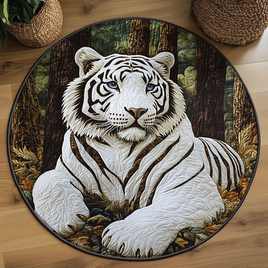 Majestic White Tiger WJ2503035CL Quilted Round Mat