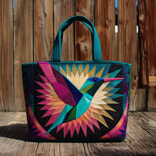 Geometric Hummingbird XR2611011CL Quilted Tote Bag