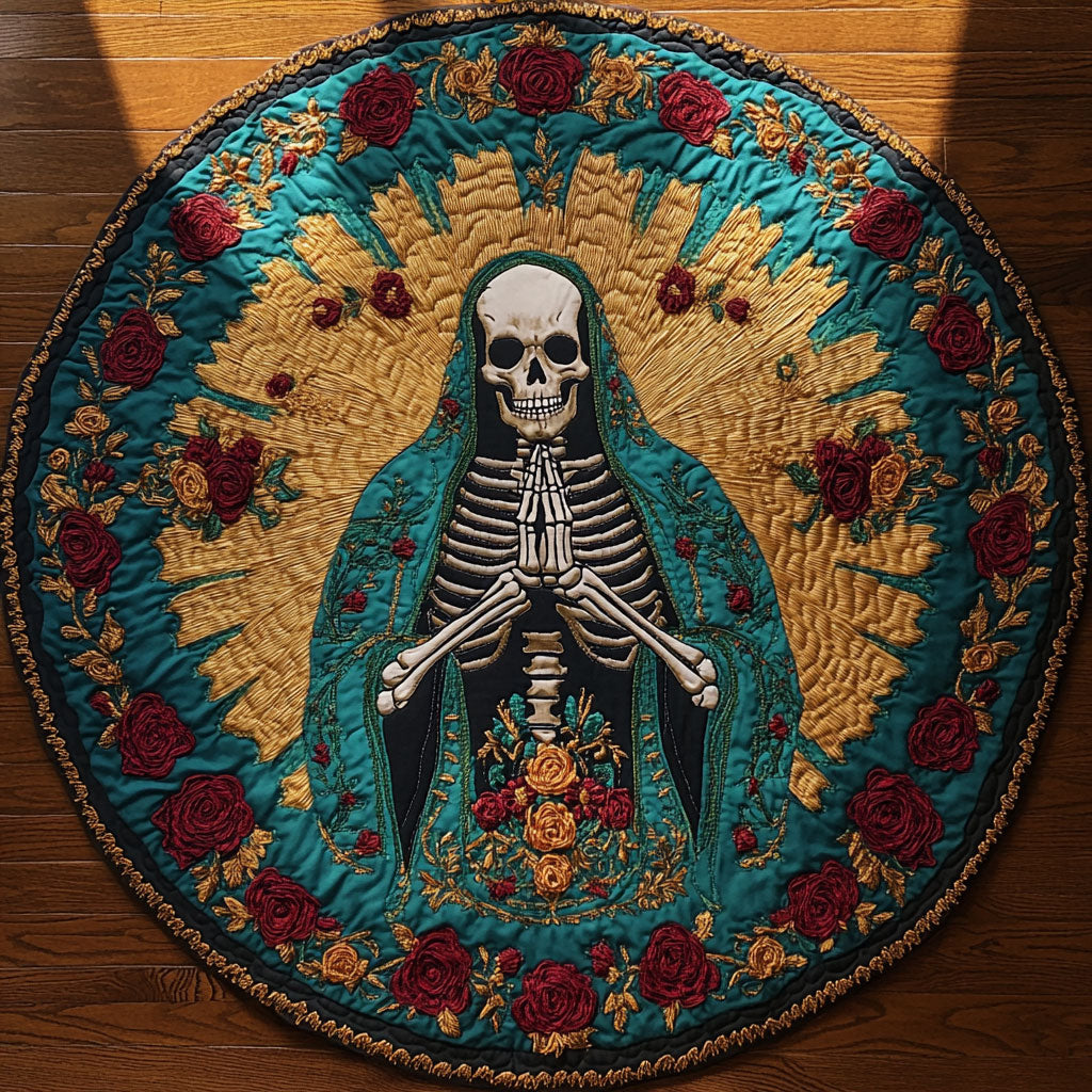 Midnight Skeleton WN2908043CL Quilted Round Mat