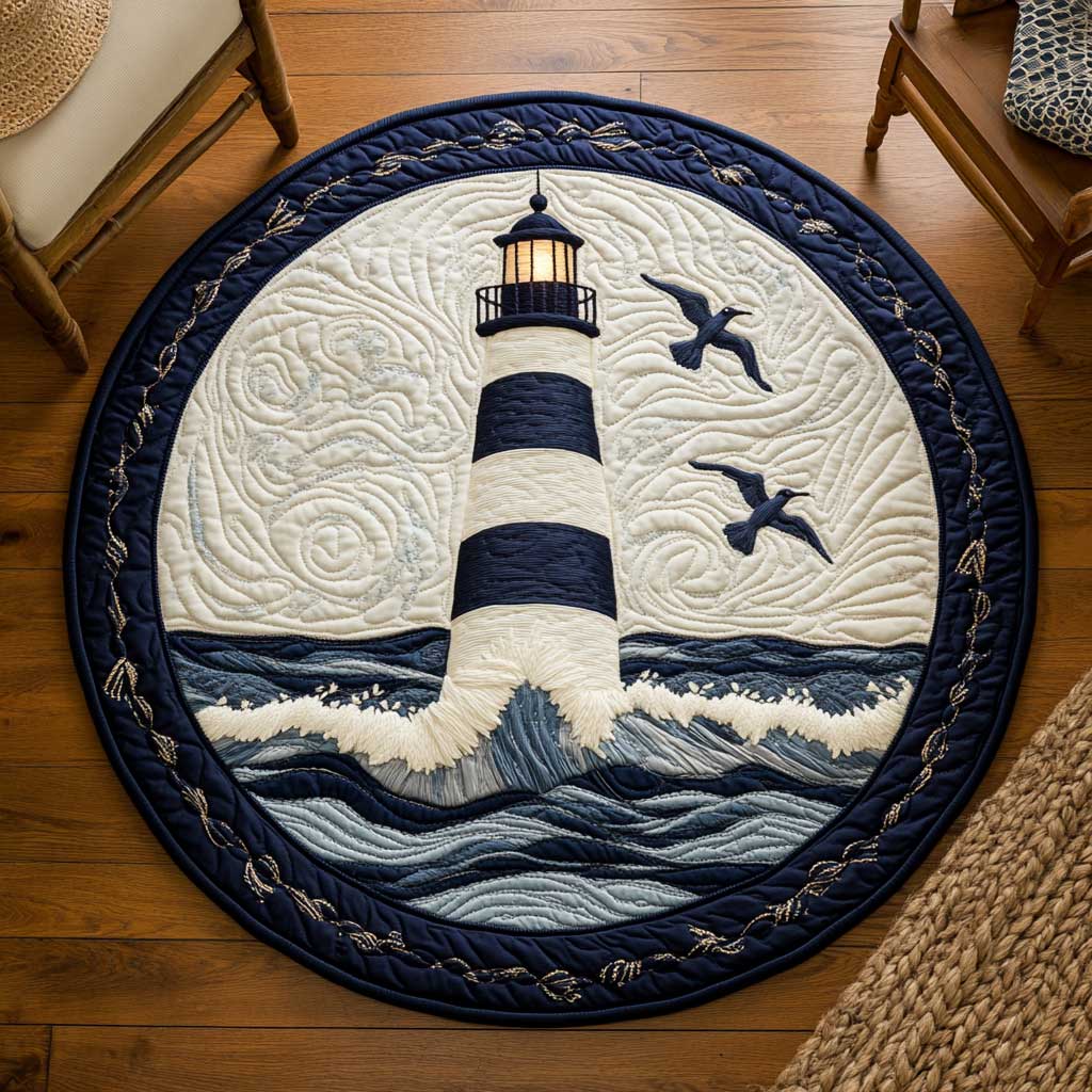 Safe Haven Lighthouse WN2103069CL Quilted Round Mat