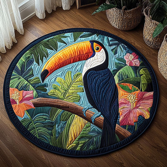 Vibrant Tropical Toucan QA0712023CL Quilted Round Mat