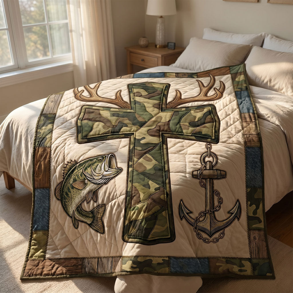 Faith And Outdoors Camo Cross WN1004005CL Quilt