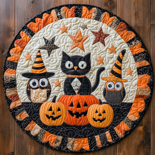 Pumpkin Patchtails WN0108029CL Quilted Round Mat