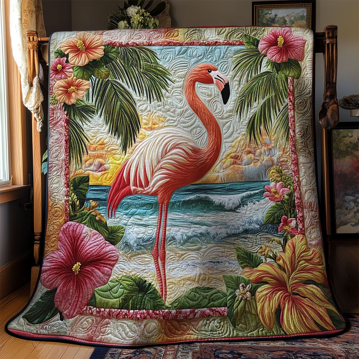 Flamingo And Hibiscus Harmony WN1003043CL Quilt