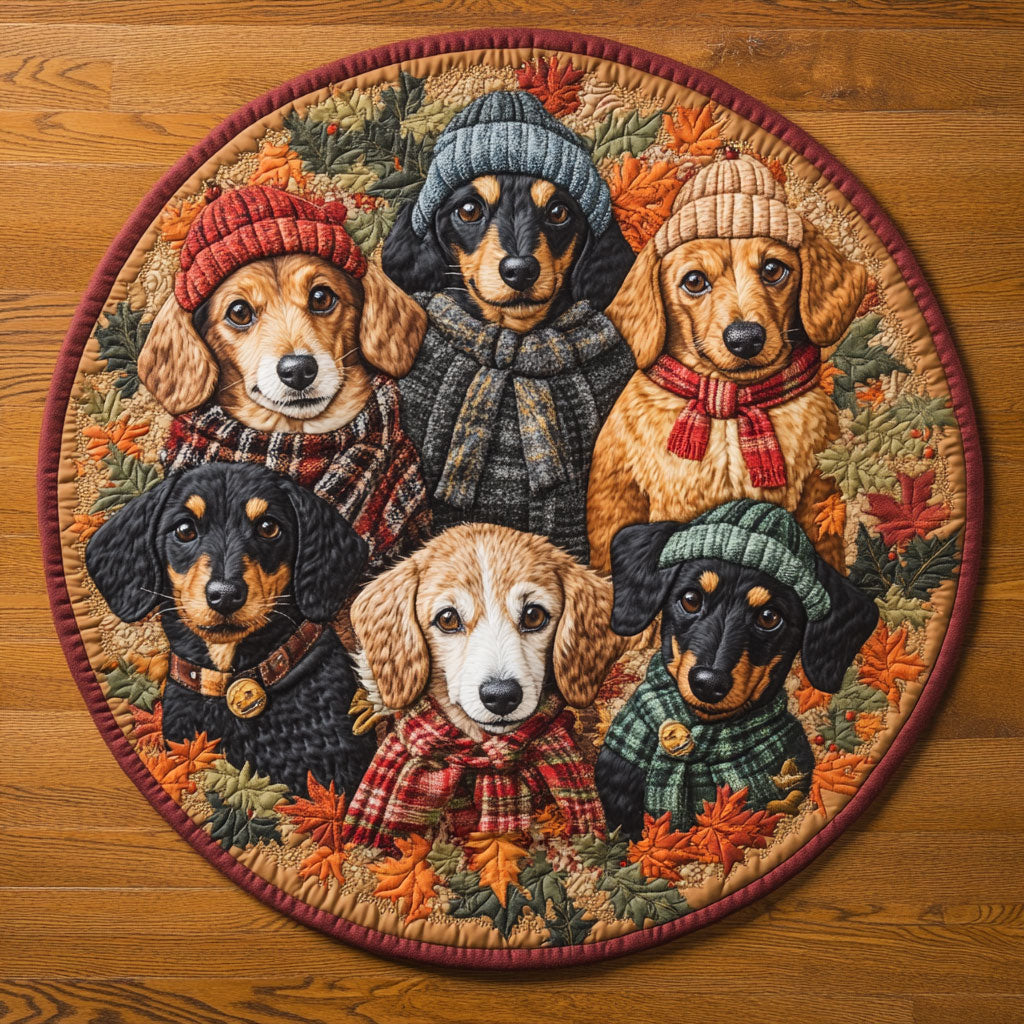 Fall Style Dachshund WN2907045CL Quilted Round Mat