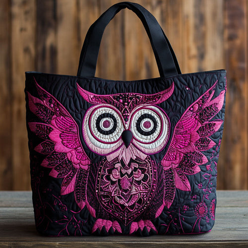 Pink Owl Charm CW2909019CL Quilted Tote Bag