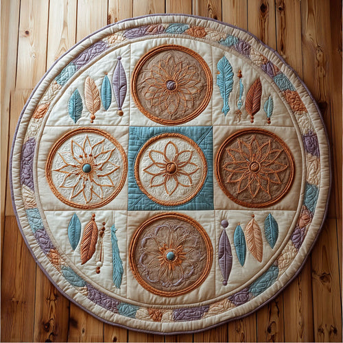 Tribal Rings CW0909025CL Quilted Round Mat