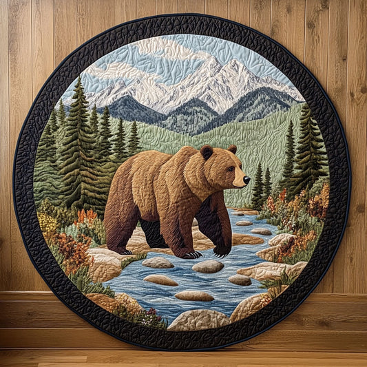 Mountain River Bear KL3112007CL Quilted Round Mat
