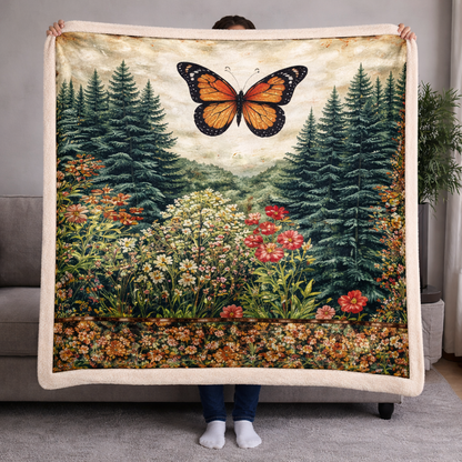 Forest Butterfly QA1002003CL Faux Fur Throw Blanket