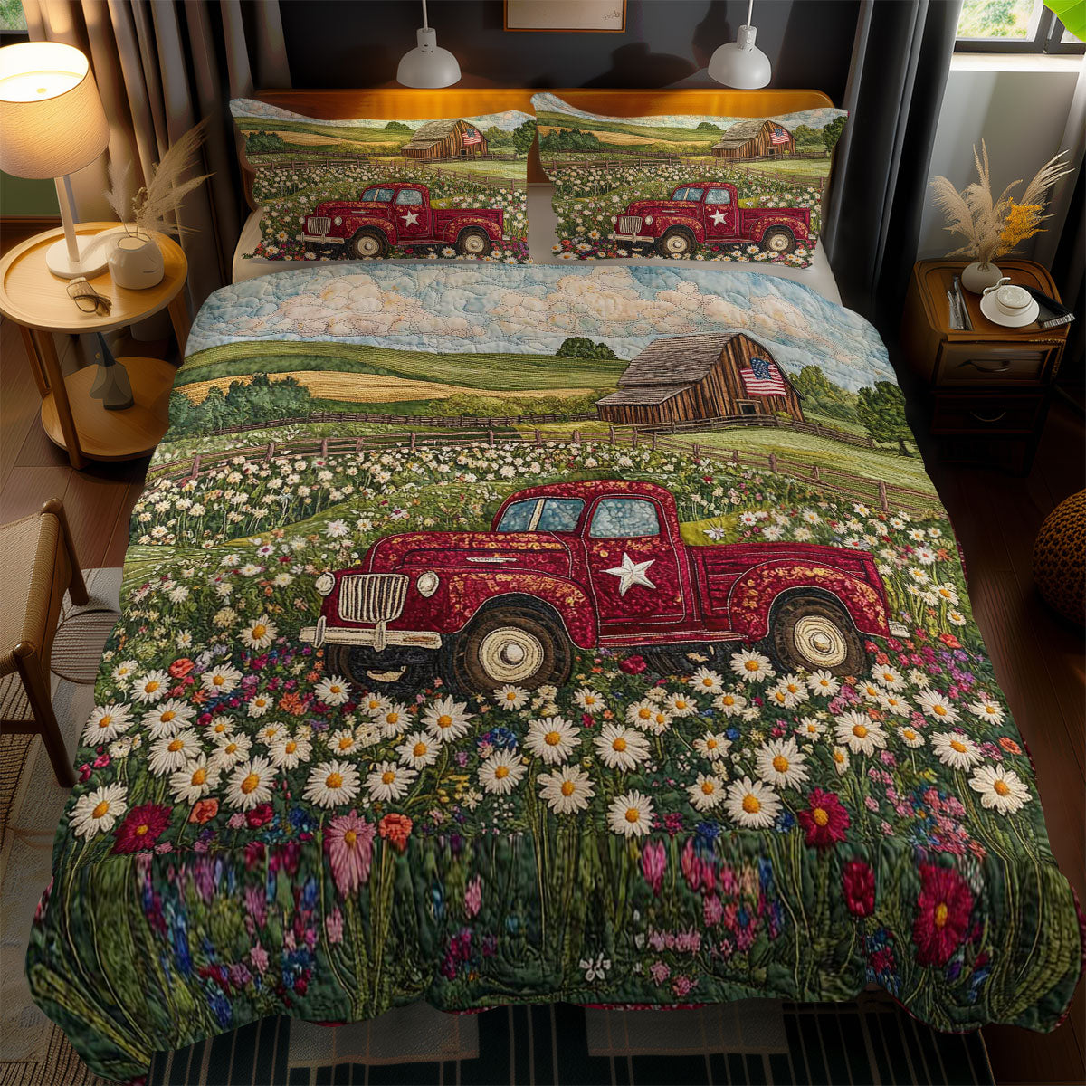 Red Truck Barn View WN0703100CL Duvet Cover Set