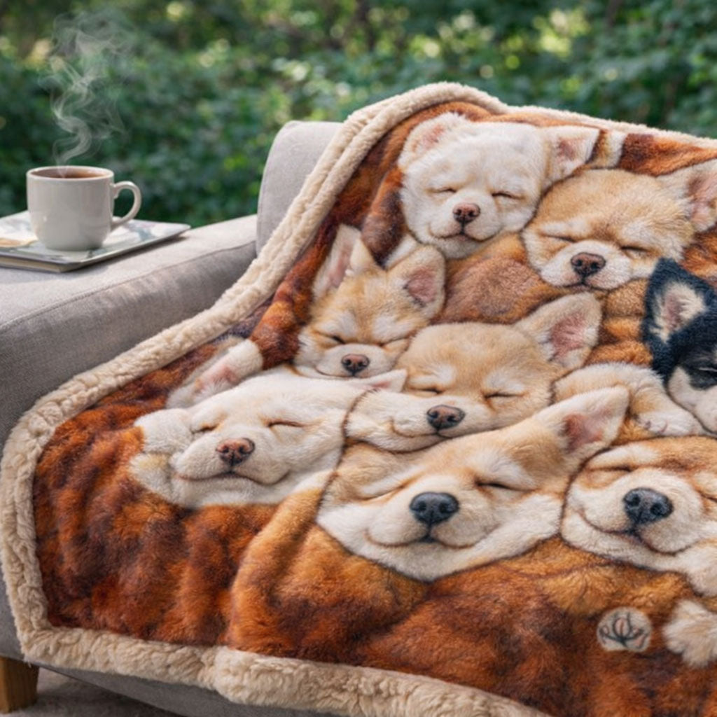 Puppy Pile CP3101003CL Faux Fur Throw Blanket