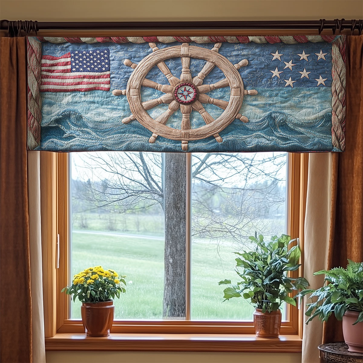 Ship Wheel Patriot WN0906094CL Quilted Valance