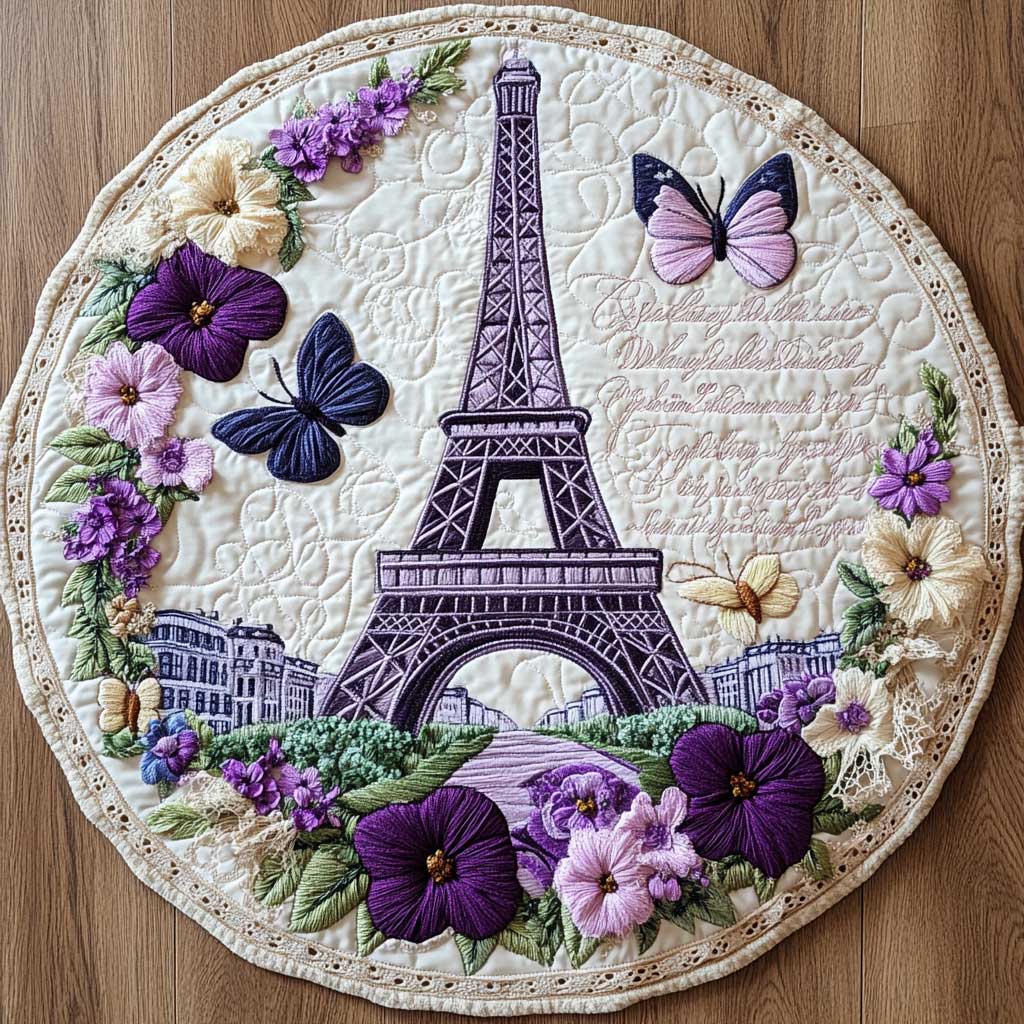 Eiffel Sunset WN2204015CL Quilted Round Mat