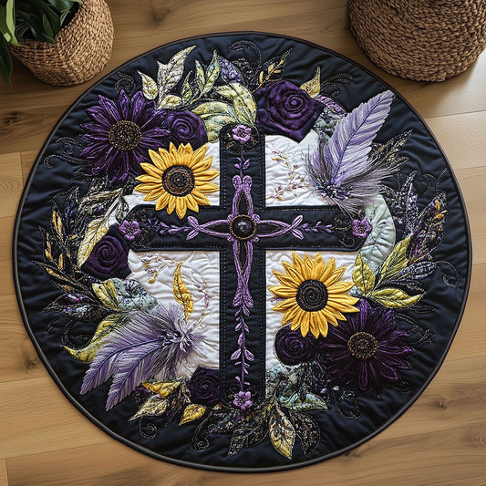 Hope Garden Cross WN2108071CL Quilted Round Mat