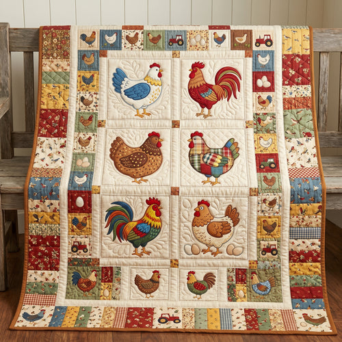 Colorful Chickens XR1604013CL Quilt