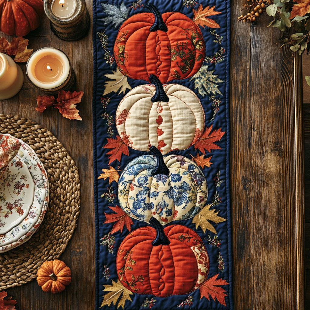Pumpkin Lantern WN2307069CL Quilted Table Runner