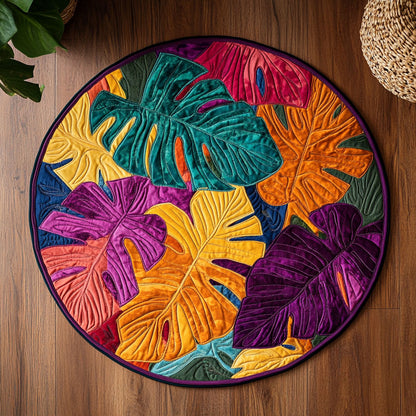 Painted Monstera WN0307128CL Quilted Round Mat
