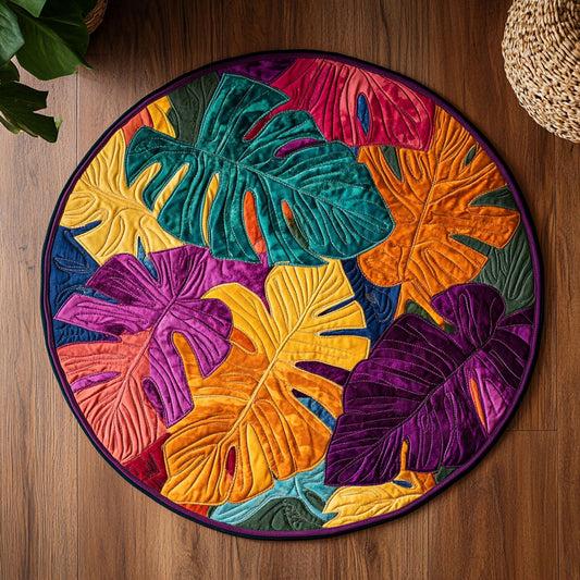 Painted Monstera WN0307128CL Quilted Round Mat