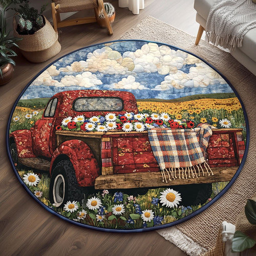 Daisy Truck Day WJ1306039CL Quilted Round Mat