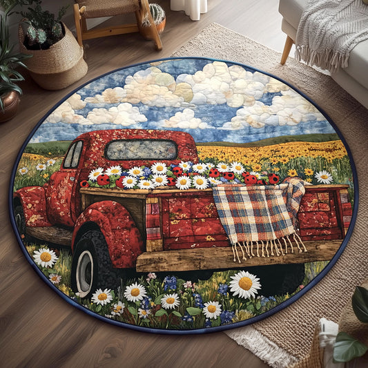 Daisy Truck Day WJ1306039CL Quilted Round Mat