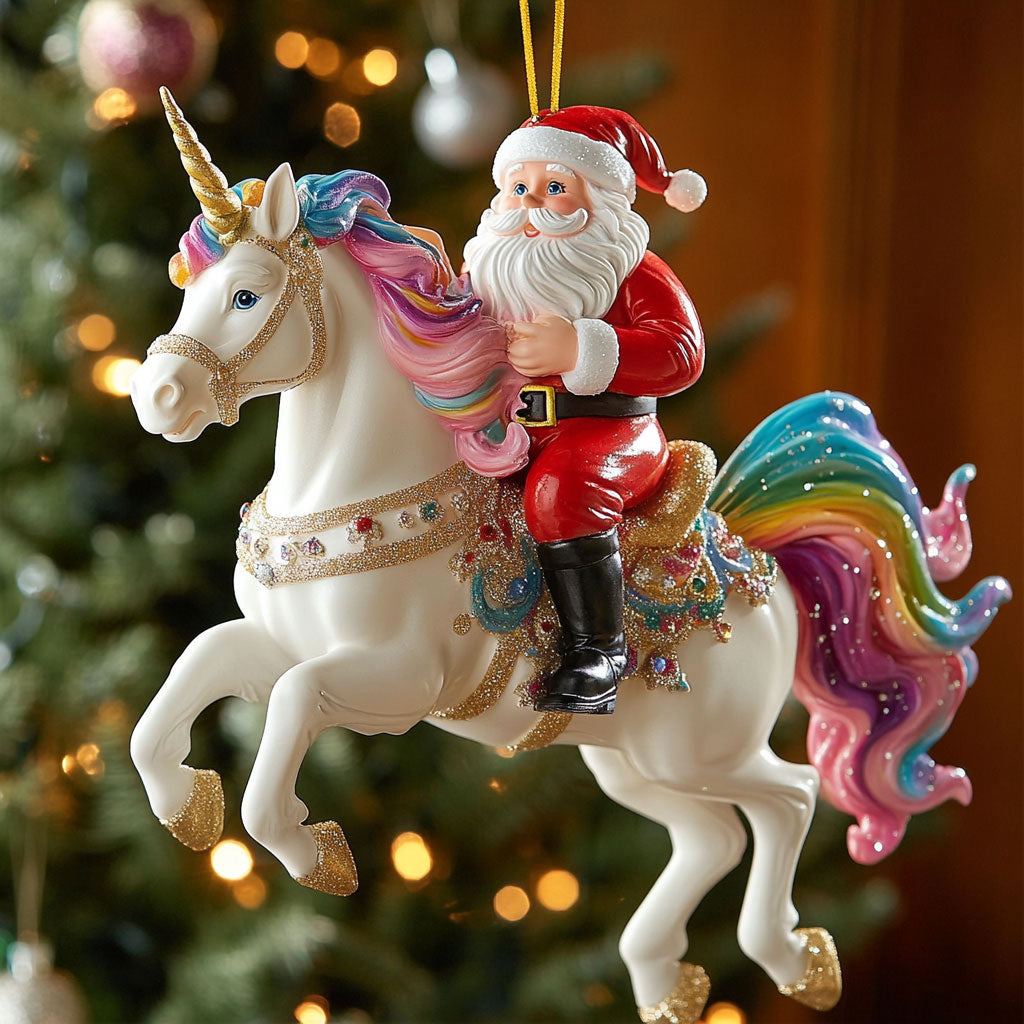 Santa Unicorn CW0112058CL Christmas Ornament