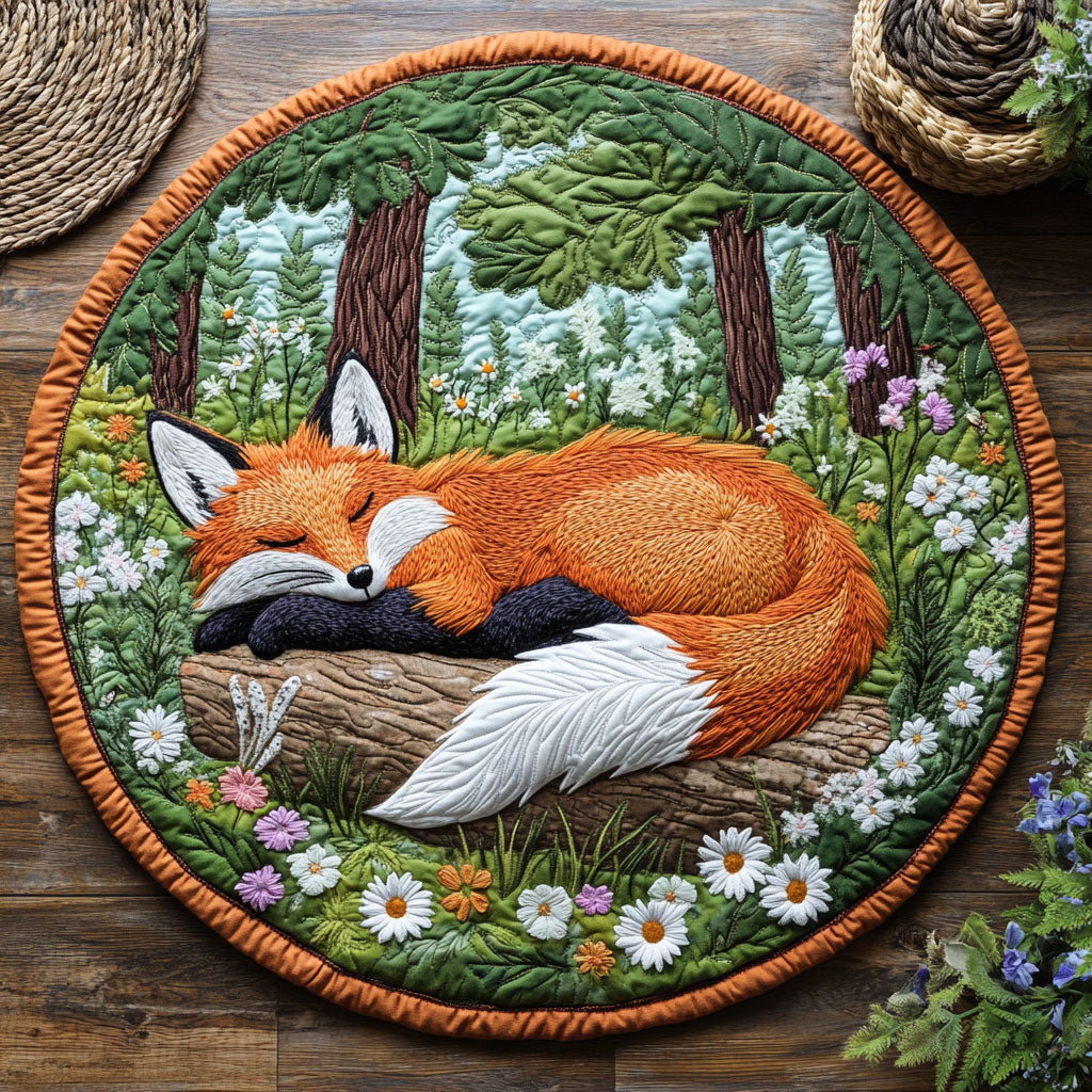 Sleeping Fox WJ1005046CL Quilted Round Mat