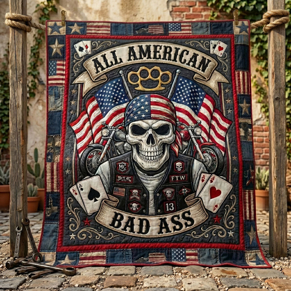 All American Badass Biker Skull WN1304002CL Quilt