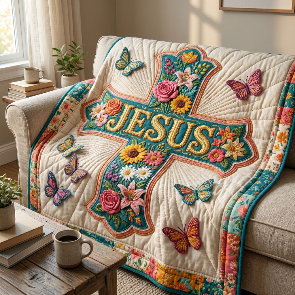 Blooming Faith Cross WN1704003CL Quilt