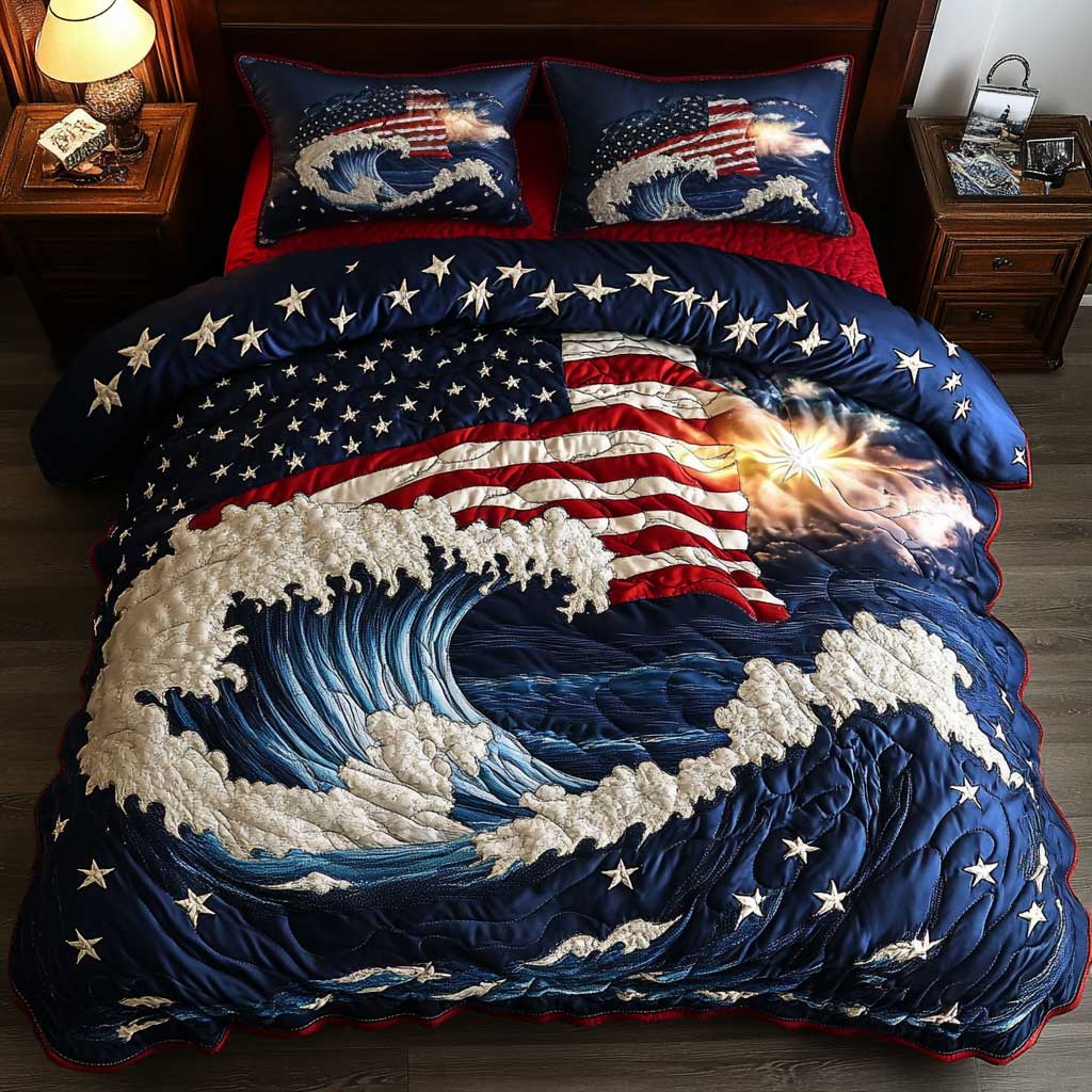 Patriot Storm Memorial Day Wave WN0204045CL Duvet Cover Set