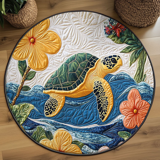 Hibicus Turtle WJ3103047CL Quilted Round Mat