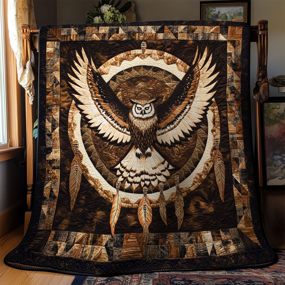 Sacred Owl Totem WN2301044CL Quilt