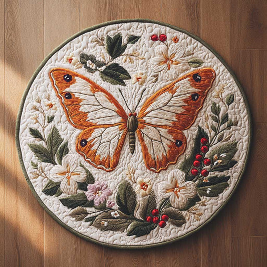 Butterfly Blossom WN2804007CL Quilted Round Mat