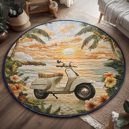 Vintage Coastal Scooter WJ0307046CL Quilted Round Mat