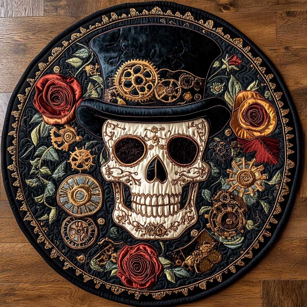 Vintage Skull WN1005072CL Quilted Round Mat